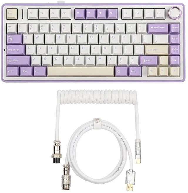 Main image of x Aula F75 Gasket Mechanical Keyboard+Puff White Type C Detachable Mechanical Gaming Keyboard Cable