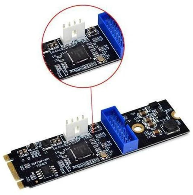 Alt view image 3 of 6 - M.2 NGFF NVME to USB 3.0 19Pin Header Convert Card NGFF to 2 Port USB3.0 Expansion Card Transfer Adapter IDE 4PIN Power Supply