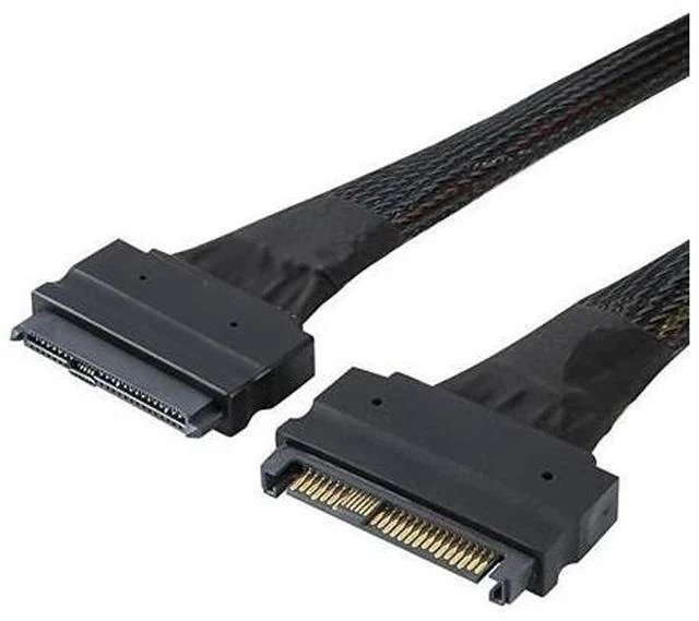 Main image of SFF-8639 NVME PCIe Extension Cable, U.2 U2 SFF-8639 NVME PCIe SSD Male to Female Extension Cable 50cm 68pin/Black