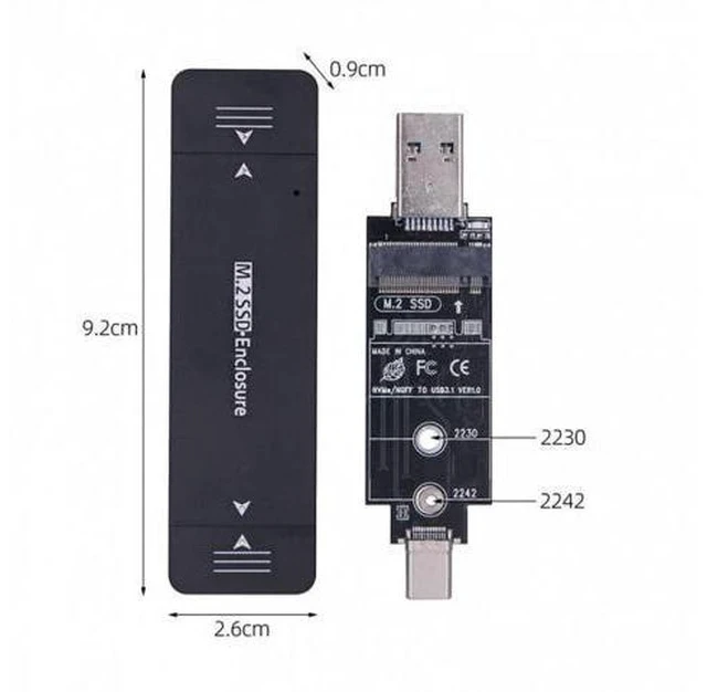Alt view image 2 of 7 - FVH CY UC-057-2242MM Combo Type-CUSB3.0 to NVME M-key M.2 NGFF SATA SSD PCBA Case 2230/2242mm Adapter RTL9210B Chipset