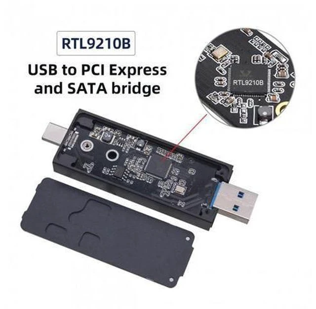 Alt view image 3 of 7 - FVH CY UC-057-2242MM Combo Type-CUSB3.0 to NVME M-key M.2 NGFF SATA SSD PCBA Case 2230/2242mm Adapter RTL9210B Chipset