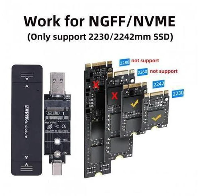 Alt view image 5 of 7 - FVH CY UC-057-2242MM Combo Type-CUSB3.0 to NVME M-key M.2 NGFF SATA SSD PCBA Case 2230/2242mm Adapter RTL9210B Chipset