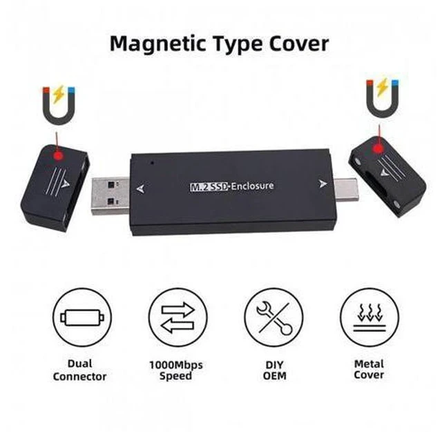 Alt view image 6 of 7 - FVH CY UC-057-2242MM Combo Type-CUSB3.0 to NVME M-key M.2 NGFF SATA SSD PCBA Case 2230/2242mm Adapter RTL9210B Chipset