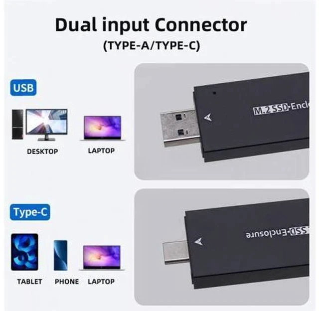 Alt view image 7 of 7 - FVH CY UC-057-2242MM Combo Type-CUSB3.0 to NVME M-key M.2 NGFF SATA SSD PCBA Case 2230/2242mm Adapter RTL9210B Chipset