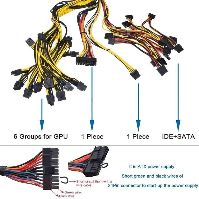 Alt view image 4 of 7 - 1600W Mining Power Supply, ATX PC Antminer PSU Support 6 GPU for Bitmain Ethereum Bitcoin Mining Rig with Auto-Thermally Controlled Fan Supply