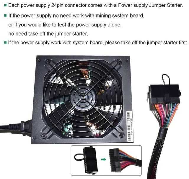 Alt view image 5 of 7 - 1600W Mining Power Supply, ATX PC Antminer PSU Support 6 GPU for Bitmain Ethereum Bitcoin Mining Rig with Auto-Thermally Controlled Fan Supply