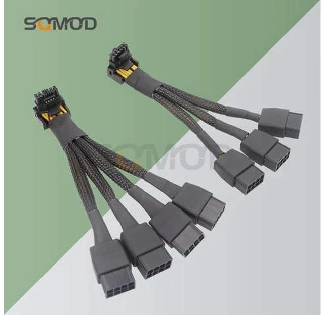 Alt view image 2 of 7 - GPU RTX4090 RTX4080 series 16AWG 4x8pin 3x8pin PCI-e to 16Pin (12+4) PCI-e 5.0 12VHPWR Connector 90-Degree Elbow egp new product Color: P8X4 TO 16PIN-B