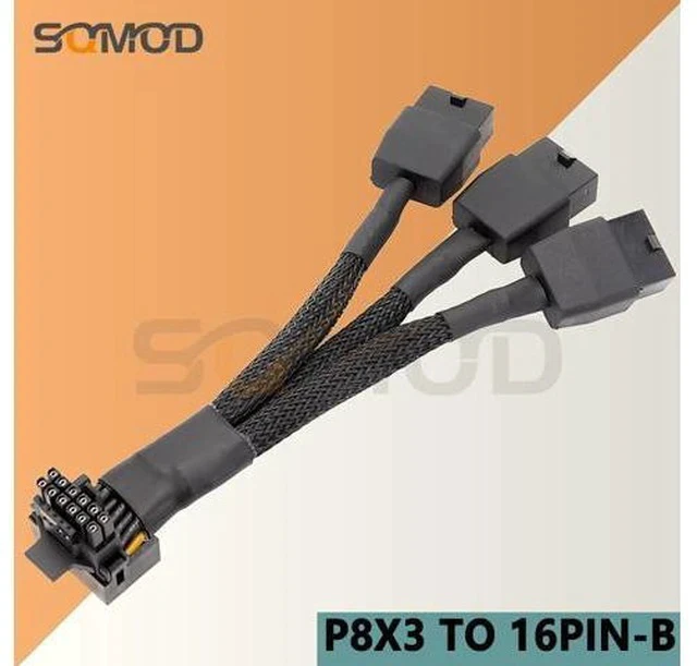 Alt view image 5 of 7 - GPU RTX4090 RTX4080 series 16AWG 4x8pin 3x8pin PCI-e to 16Pin (12+4) PCI-e 5.0 12VHPWR Connector 90-Degree Elbow egp new product Color: P8X4 TO 16PIN-B