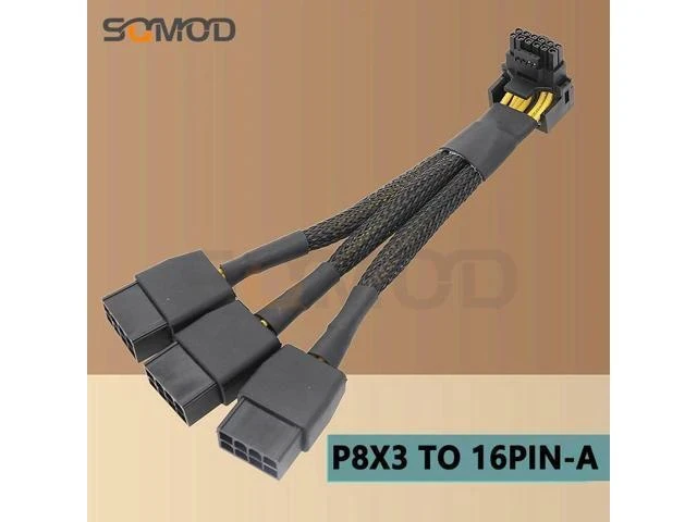 Alt view image 6 of 7 - GPU RTX4090 RTX4080 series 16AWG 4x8pin 3x8pin PCI-e to 16Pin (12+4) PCI-e 5.0 12VHPWR Connector 90-Degree Elbow egp new product Color: P8X4 TO 16PIN-B