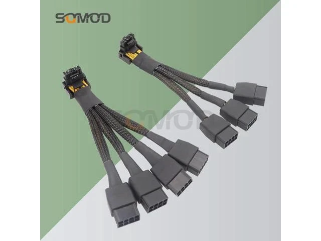 Alt view image 7 of 7 - GPU RTX4090 RTX4080 series 16AWG 4x8pin 3x8pin PCI-e to 16Pin (12+4) PCI-e 5.0 12VHPWR Connector 90-Degree Elbow egp new product Color: P8X4 TO 16PIN-B