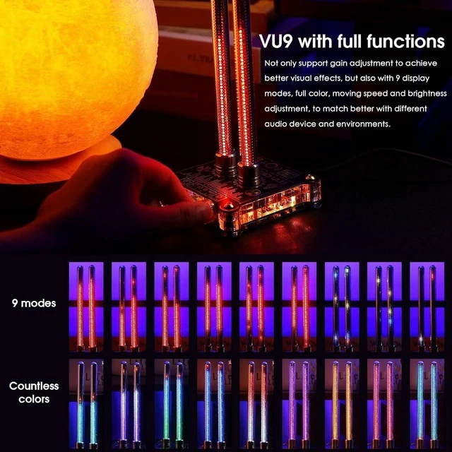 Alt view image 3 of 7 - VU9 Pixie Tube Sound Level Meter Retro Nixie Tube Audio Spectrum MIC Pickup for Home Desktop Decoration (Black, 3.35 inch), XX-VU9-2024