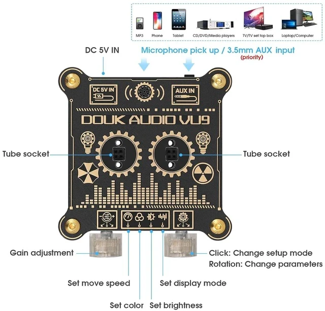 Alt view image 5 of 7 - VU9 Pixie Tube Sound Level Meter Retro Nixie Tube Audio Spectrum MIC Pickup for Home Desktop Decoration (Black, 3.35 inch), XX-VU9-2024