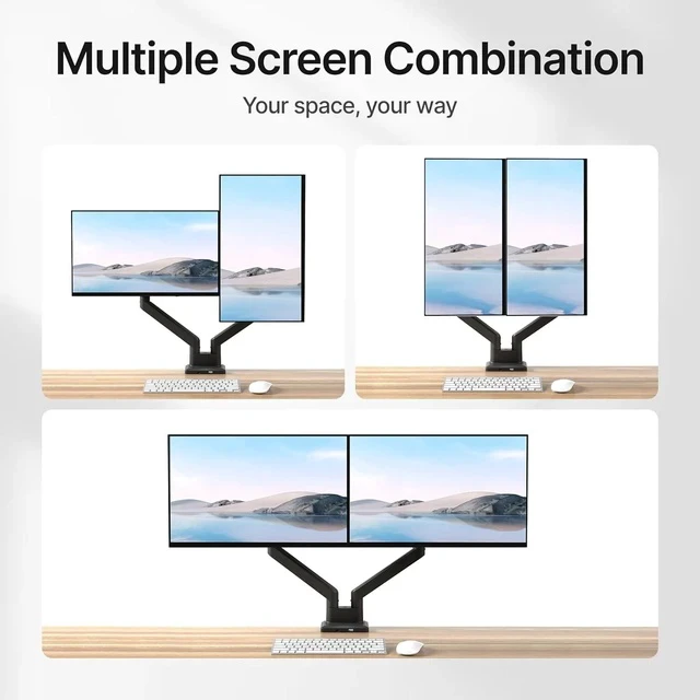 Alt view image 5 of 7 - monTEK Dual Monitor Mount with USB Monitor Arms for 2 Monitors for 17 to 35 Inch Curved Screen Holds 35 Lbs Adjustable Heavy Duty Monitor Desk Mount Cable Management, VESA 75/100mm, MA1007UCBK-D