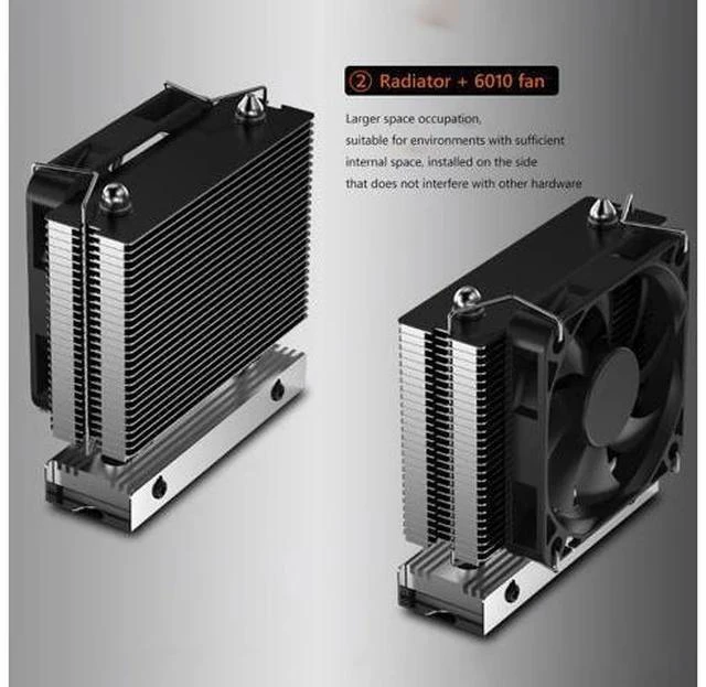 Alt view image 4 of 7 - M.2-THREE M2 2280 Solid State Hard Disk Heat Sink with 6010 Fan SSD Radiator PCI-E 4.0/5.0 Aluminum Heatsink Cooling Thermal Pad