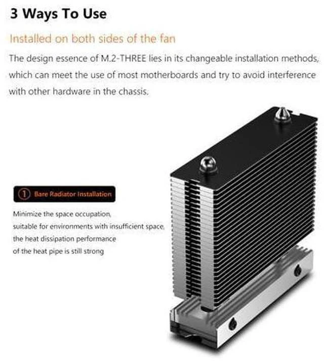 Alt view image 3 of 7 - M.2-THREE M2 2280 Solid State Hard Disk Heat Sink with 6010 Fan SSD Radiator PCI-E 4.0/5.0 Aluminum Heatsink Cooling Thermal Pad