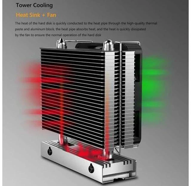 Alt view image 5 of 7 - M.2-THREE M2 2280 Solid State Hard Disk Heat Sink with 6010 Fan SSD Radiator PCI-E 4.0/5.0 Aluminum Heatsink Cooling Thermal Pad