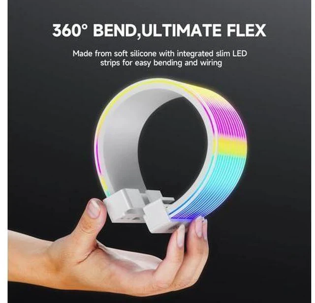 Alt view image 2 of 7 - RGB LED Strips for PSU Cables - Flexible ARGB Lighting Sleeves,Manage/Cover 8 pin PCIE/12VHPWR GPU,24 Pin ATX Power Supply Cable and Extensions,Decor PC Case,5V 3Pin SYNC