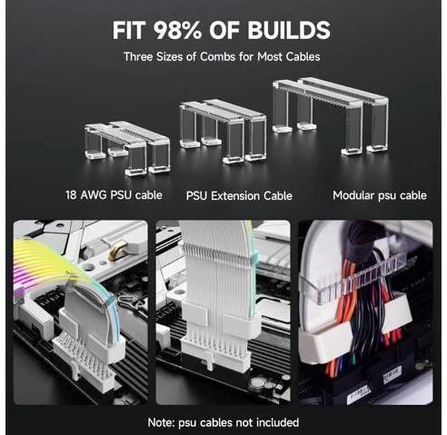Alt view image 6 of 7 - RGB LED Strips for PSU Cables - Flexible ARGB Lighting Sleeves,Manage/Cover 8 pin PCIE/12VHPWR GPU,24 Pin ATX Power Supply Cable and Extensions,Decor PC Case,5V 3Pin SYNC