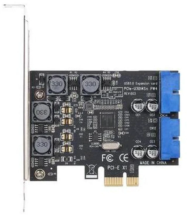 Alt view image 2 of 6 - Super Speed PCI Express to Dual 20 Pin USB 3.0 Controller Card PCI-E X1 to 2 Ports USB 3.0 Header With Low Profile Bracket