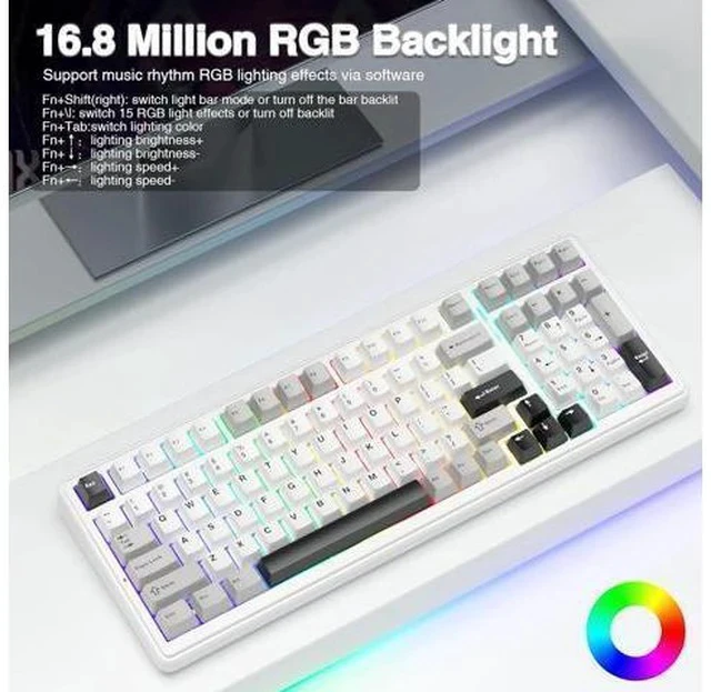 Alt view image 5 of 6 - AULA F99 Wireless Mechanical Keyboard,Tri-Mode BT5.0/2.4GHz/USB-C Hot Swappable Custom Keyboard,Pre-lubed Linear Switches,Gasket Structure,RGB Backlit Gaming Keyboard for PC/Tablet/PS/XBOX