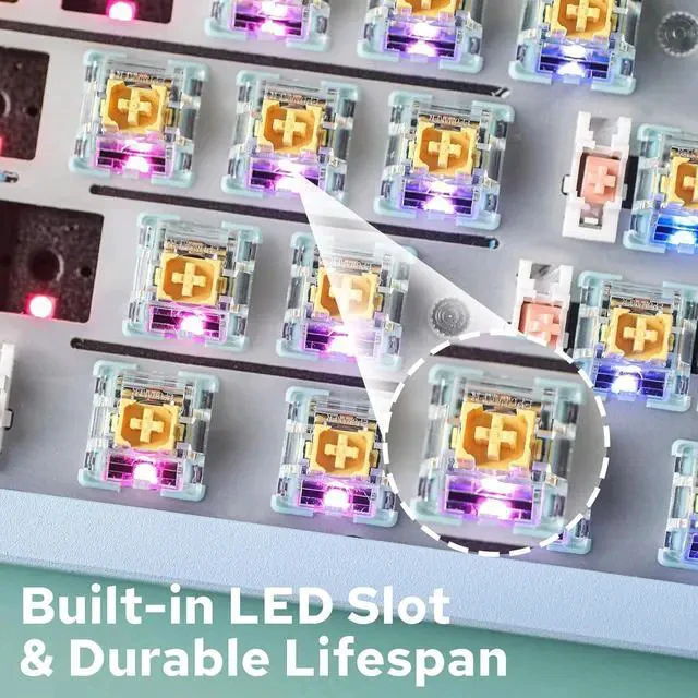 Alt view image 7 of 7 - x Aula F65 65% Wireless Mechanical Keyboard+35 Pieces Sea Salt Silent Mechanical Keyboard Switches Set