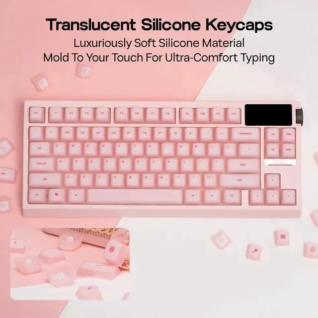 Alt view image 5 of 7 - AegisSil Keycap Set, Silicone Material, Cherry Profile, 113 Keys, 65%/75%/96%/Full Size, Custom Keyboard Keycaps Set for Cherry MX, Kailh, Outemu, Gateron Mechanical Gaming Keyboard (Pink)