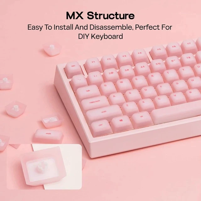Alt view image 7 of 7 - AegisSil Keycap Set, Silicone Material, Cherry Profile, 113 Keys, 65%/75%/96%/Full Size, Custom Keyboard Keycaps Set for Cherry MX, Kailh, Outemu, Gateron Mechanical Gaming Keyboard (Pink)