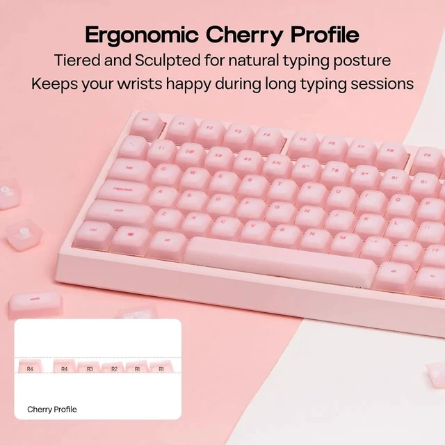 Alt view image 6 of 7 - AegisSil Keycap Set, Silicone Material, Cherry Profile, 113 Keys, 65%/75%/96%/Full Size, Custom Keyboard Keycaps Set for Cherry MX, Kailh, Outemu, Gateron Mechanical Gaming Keyboard (Pink)