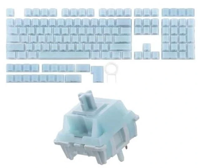 Main image of Creamy Jade 45gf Gaming Keyboard Switches+Frost Jelly Keycaps Set - 126 Keys Forged Carbon Fiber Keycaps