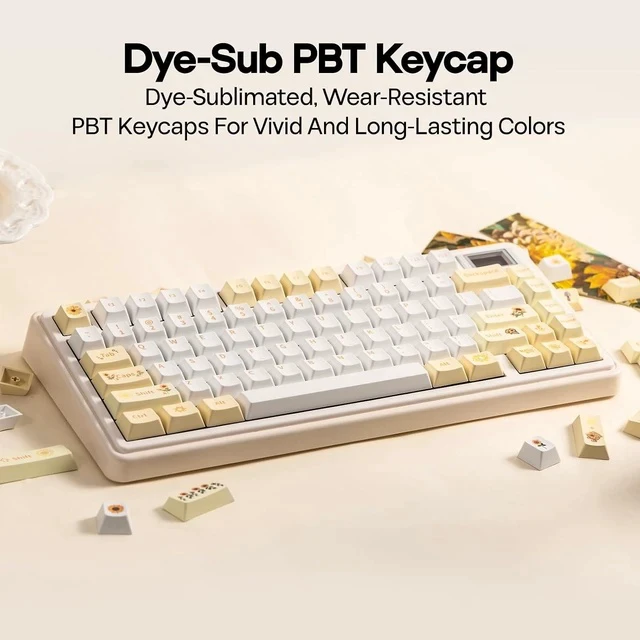 Alt view image 3 of 6 - Sunflower PBT Keycaps, 133 Keys, Cherry Profile, Dye Sublimation, ISO/ANSI Layout, 60%/75%/96%/Full Size, Custom Keyboard Keycaps Set for Mechanical Gaming Keyboard