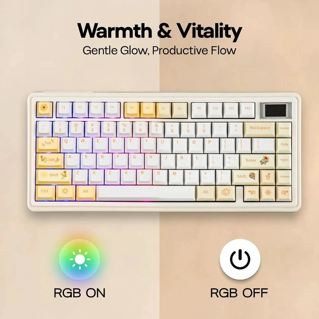 Alt view image 4 of 6 - Sunflower PBT Keycaps, 133 Keys, Cherry Profile, Dye Sublimation, ISO/ANSI Layout, 60%/75%/96%/Full Size, Custom Keyboard Keycaps Set for Mechanical Gaming Keyboard