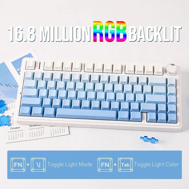 Alt view image 5 of 7 - x Aula F75 Gasket Mechanical Keyboard+35 Pieces Wisteria V2 Linear 38gf Keyboard Switches Set