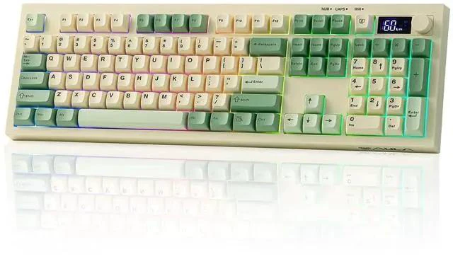 Main image of Aula S102 PRO Membrane Gaming Keyboard with TFT Screen, Volume Knob & Number Pad, BT/2.4G/USB, RGB Backlit, Creamy Silicone Structure, Silent Keyboard for PC Game/Office (Yellow)