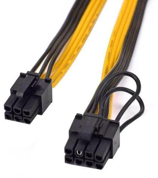 Alt view image 2 of 7 - 6PCS PCIe 6Pin to 6+2 Pin Power Supply Cable 8 Pin to 6 Pin PCI Express Graphics Card Power Cable GPU to GPU Male Port for Server 6Pin Converter Board BTC Miner (80cm,6PCS a Lot)