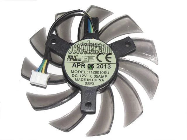 Main image of EVERFLOW 8010 T128010SU 12V 0.35A 4 wires 4 pins brown & transparent frameless vga fan graphics card cooler