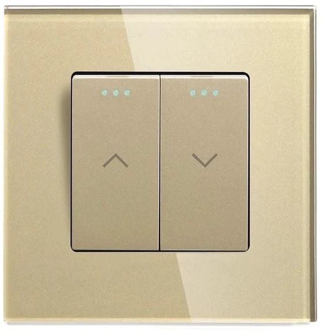 Main image of Mechanical Curtain Switch Electric Roller Shutter Switch Push Button Wall Blinds Switch Glass Frame(White)