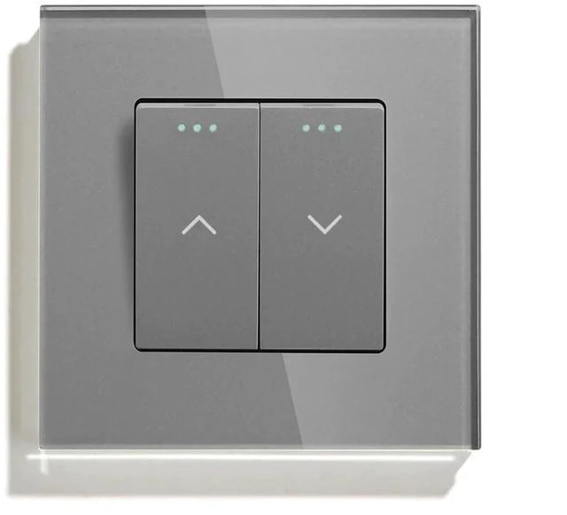 Alt view image 3 of 6 - Mechanical Curtain Switch Electric Roller Shutter Switch Push Button Wall Blinds Switch Glass Frame(White)