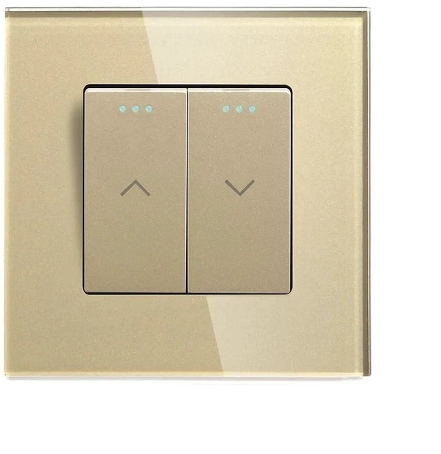 Alt view image 4 of 6 - Mechanical Curtain Switch Electric Roller Shutter Switch Push Button Wall Blinds Switch Glass Frame(White)
