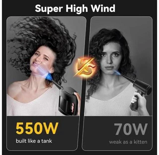 Alt view image 2 of 7 - Compressed Air Duster 550W Electric Air Duster Super Powerful Air Blower Duster for Laptop Electric Duster for PC Cleaning Kit Electronics and Home Cleaning Datavac Dust Blower to Replaces Can Air