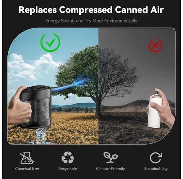 Alt view image 7 of 7 - Compressed Air Duster 550W Electric Air Duster Super Powerful Air Blower Duster for Laptop Electric Duster for PC Cleaning Kit Electronics and Home Cleaning Datavac Dust Blower to Replaces Can Air