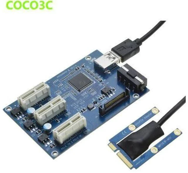 Main image of Mini PCIe 1 to 3 PCI express 1X slots Riser Card Expansion adapter Mini ATX Laptop to PCI-e Port Multiplier