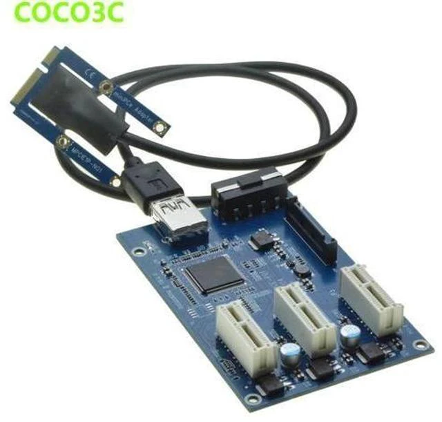 Alt view image 2 of 6 - Mini PCIe 1 to 3 PCI express 1X slots Riser Card Expansion adapter Mini ATX Laptop to PCI-e Port Multiplier