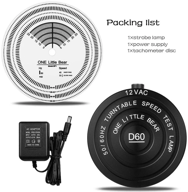Alt view image 6 of 6 - Nobsound D60 50 / 60Hz Stroboscopic Speed Strobe Light Tachometer Disc for Turntable LP Record Player