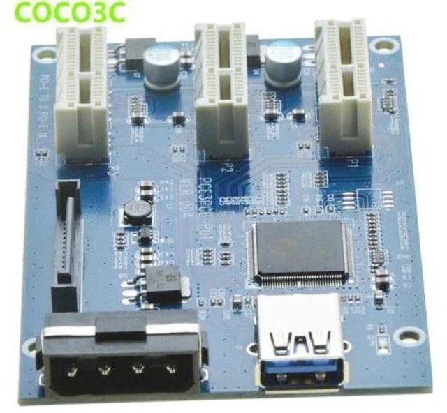 Alt view image 4 of 6 - Mini PCIe 1 to 3 PCI express 1X slots Riser Card Expansion adapter Mini ATX Laptop to PCI-e Port Multiplier