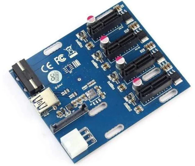Alt view image 5 of 6 - PCIe 1 to 4 PCI Express 1X Slots Riser Card Mini ITX to External 4 PCI-e Slot Adapter PCIe Port Multiplier Card