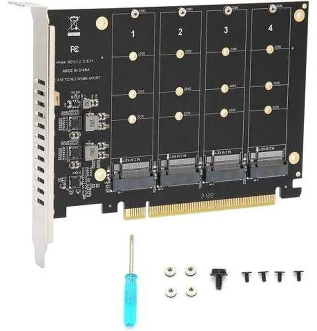 Main image of M.2 PCIE Adapter Card, 4 Port M.2 NVMe SSD to PCIE X16 M Key Hard Drive Converter Reader Expansion Card PC Internal Expansion Card Pcie Nvme Adapter (ph44)