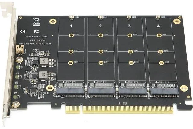 Alt view image 2 of 7 - M.2 PCIE Adapter Card, 4 Port M.2 NVMe SSD to PCIE X16 M Key Hard Drive Converter Reader Expansion Card PC Internal Expansion Card Pcie Nvme Adapter (ph44)