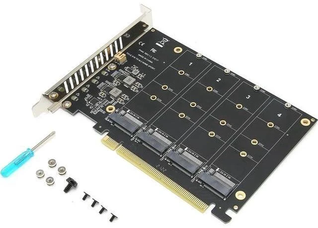 Alt view image 3 of 7 - M.2 PCIE Adapter Card, 4 Port M.2 NVMe SSD to PCIE X16 M Key Hard Drive Converter Reader Expansion Card PC Internal Expansion Card Pcie Nvme Adapter (ph44)