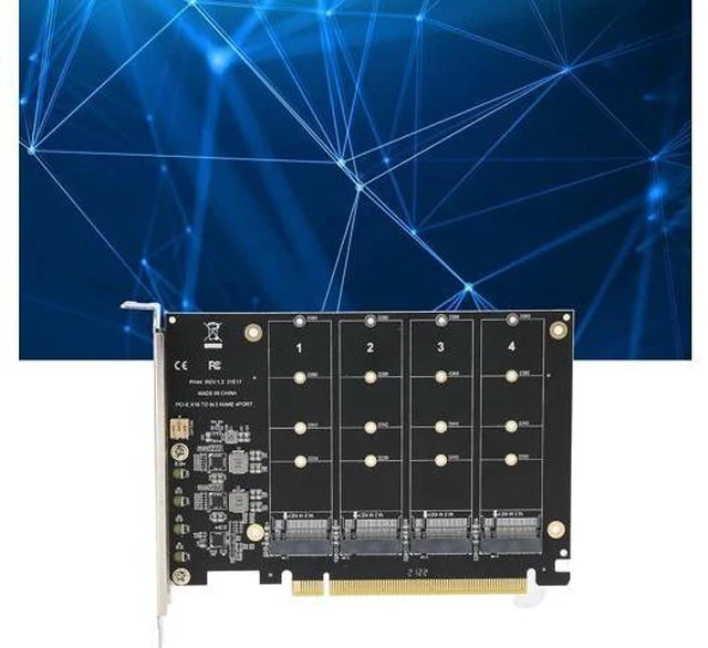 Alt view image 6 of 7 - M.2 PCIE Adapter Card, 4 Port M.2 NVMe SSD to PCIE X16 M Key Hard Drive Converter Reader Expansion Card PC Internal Expansion Card Pcie Nvme Adapter (ph44)