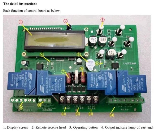 Alt view image 4 of 7 - Dual Axis Solar Tracker Controller Sun Tracker Automatic Tracking Controller System Platform Tracking White